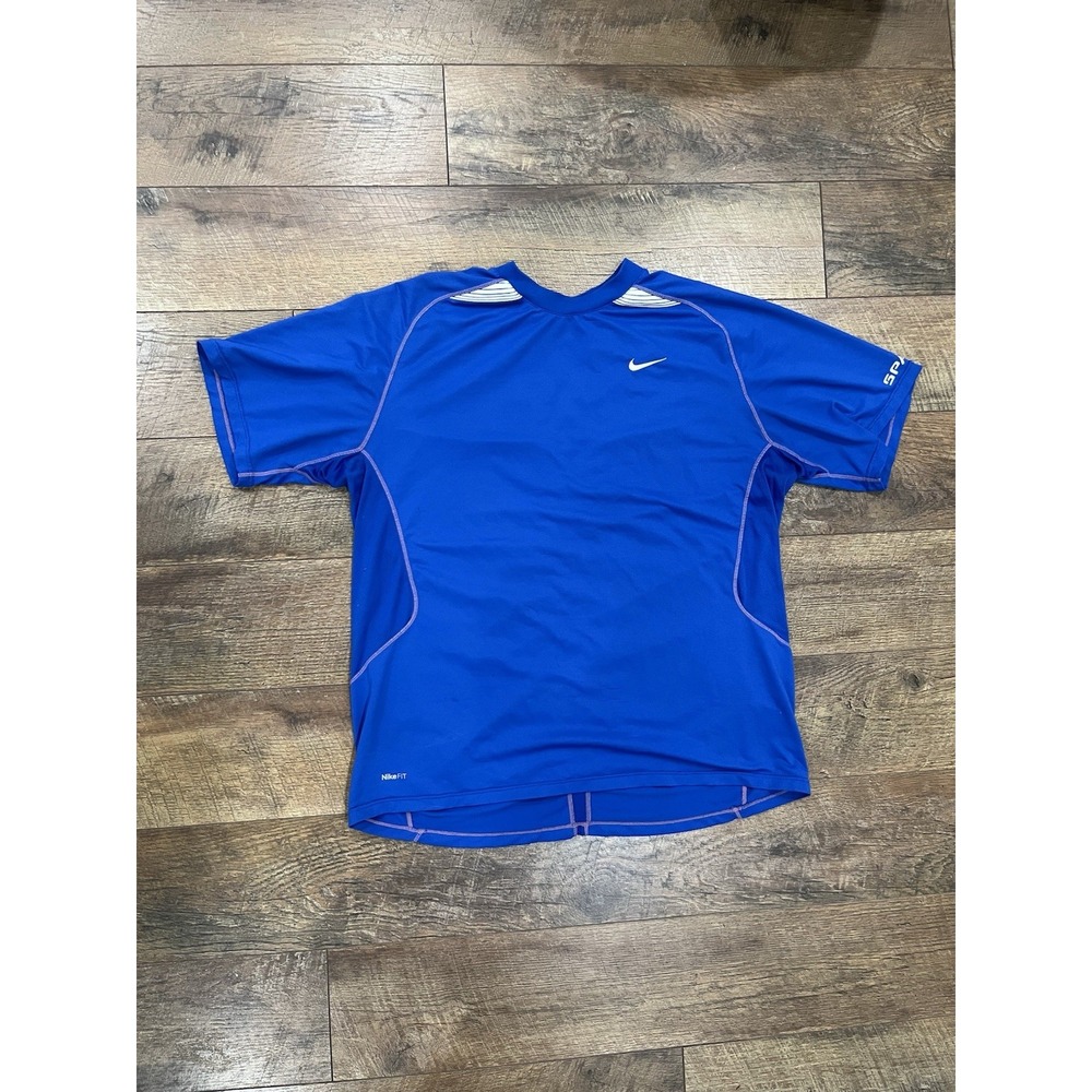 Nike Dri-Fit‎ Sparq Tech Training Tee Shirt Blue XL Y2k Early 2000s